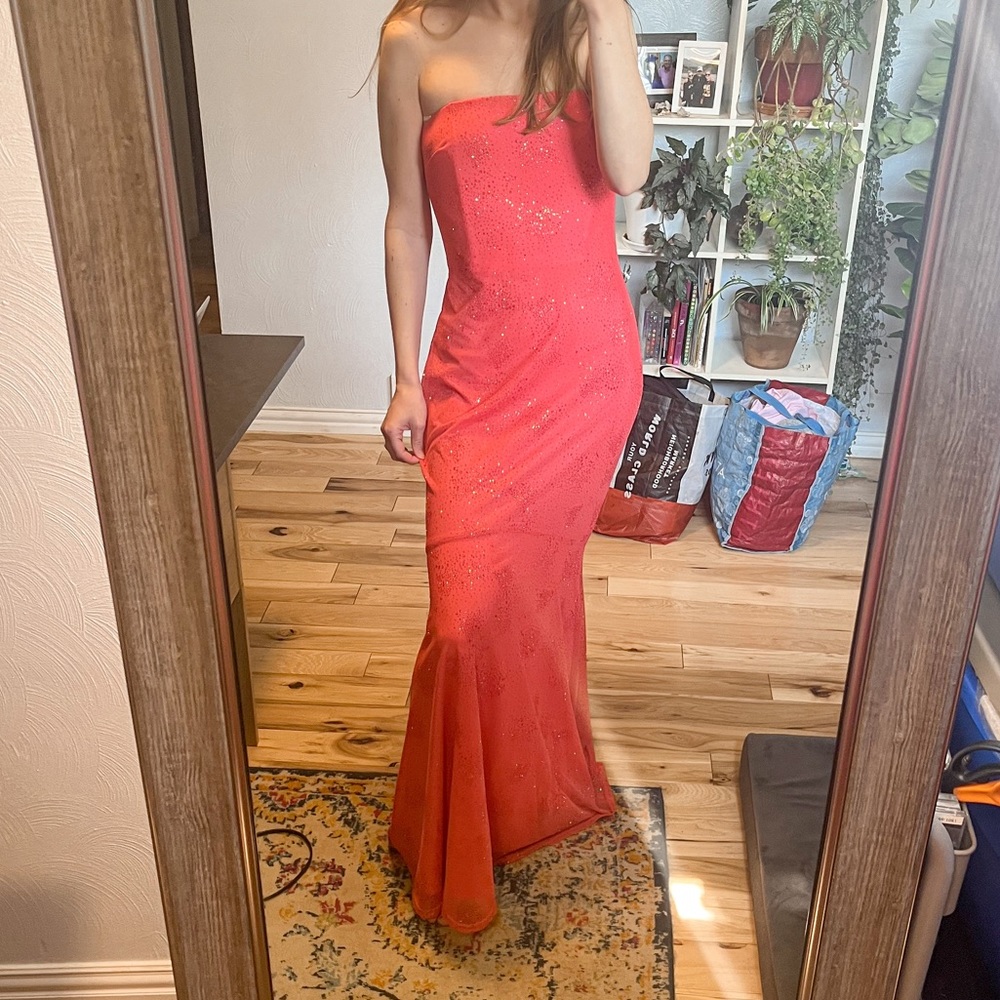 Jessica McClintock for Gunne Sax Strapless Maxi Dress 90's Sequin Mermaid Mesh 7